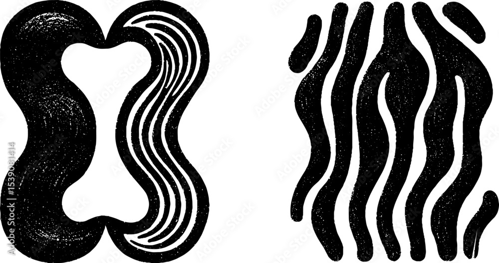 Poster abstract muses set with scroll, lyre, and figurative shapes for creative design