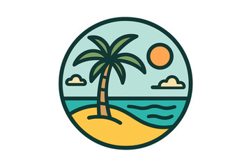 Obraz premium Vector template of beach icons for designing logos related to beaches and islands