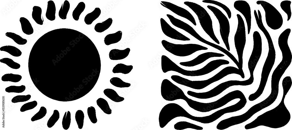 Poster abstract set of orbit shapes and disconnected dot patterns for creative design