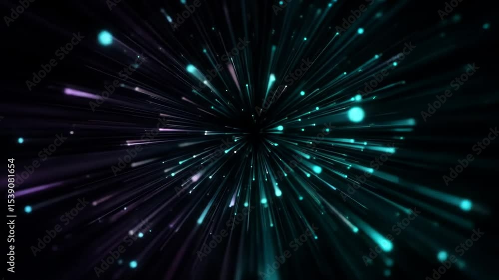 Wall mural abstract glowing particles radiate in space creating futuristic light effects.