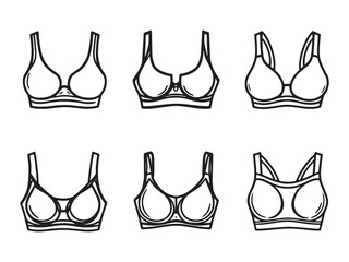 Athletic sports bra vector outline illustration