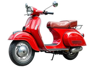 Fototapeten Red retro vintage scooter isolated on white transparent background © Carmen