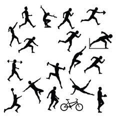 Silhouette Collection Diverse Athletes in Action – Running, Jumping, Throwing