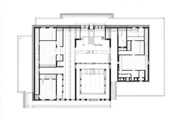 Architectural Design Plan Floor Layout Blueprint for Building Construction on White Background. Generative Ai