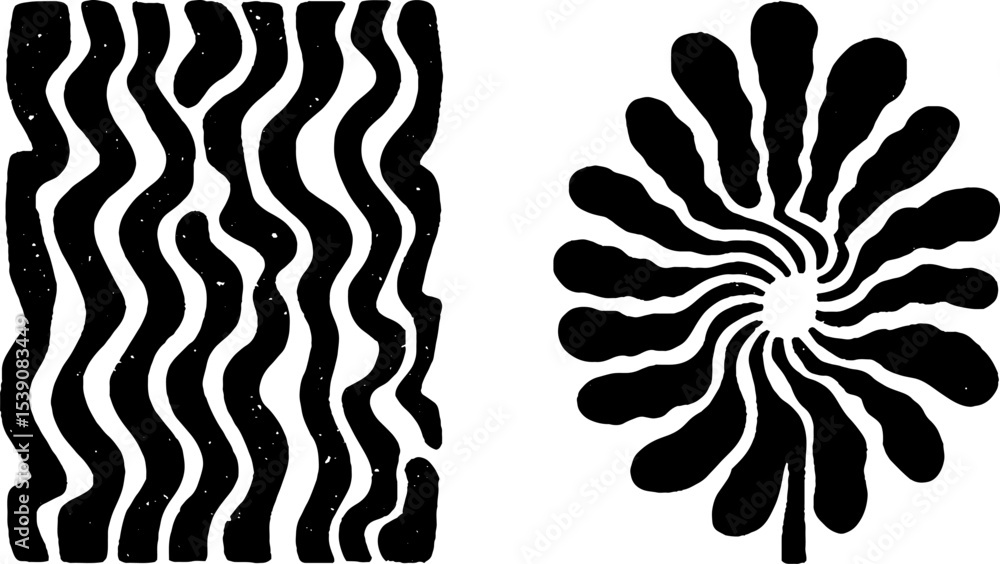 Poster abstract wave border and spiral shell with fig leaf design for artistic decoration