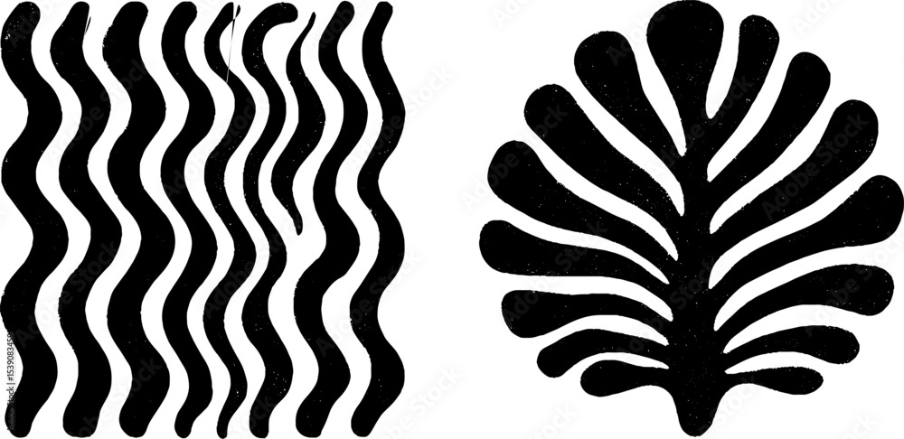 Poster abstract wave pattern and fig leaf design for artistic prints