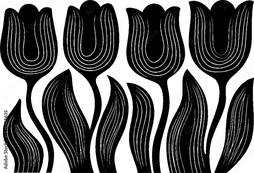 Aufkleber elegant tulip pattern with artistic curves and flowing lines for home décor and design