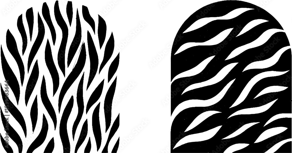 Poster abstract window pane and dried herb patterns with curved breeze motifs