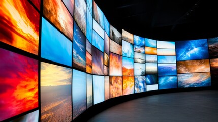 Curved Video Wall Immersive Landscape Montage, Digital Art, Screensaver, Visual Experience Digital art, Immersive experience