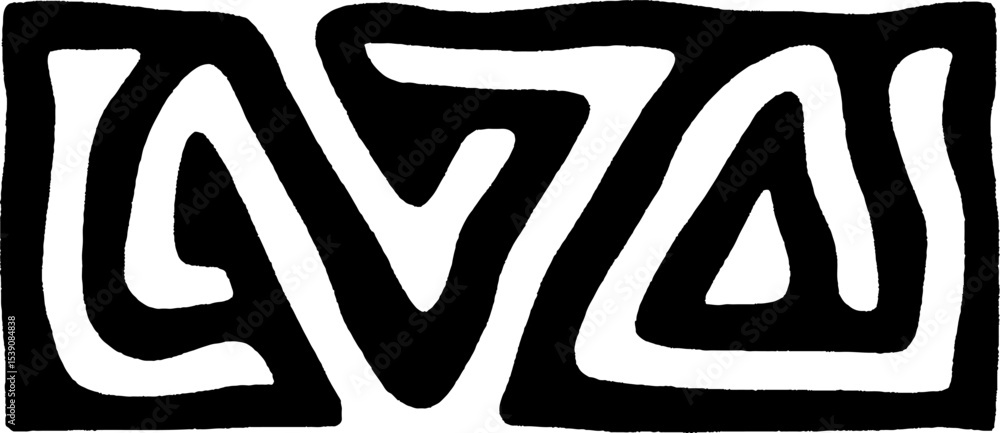 Aufkleber minimalist black and white triangular maze pattern for modern design