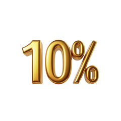 Gold 10 Percent Symbol Shine 3D Rendered Illustration for Financial Concepts and Promotions