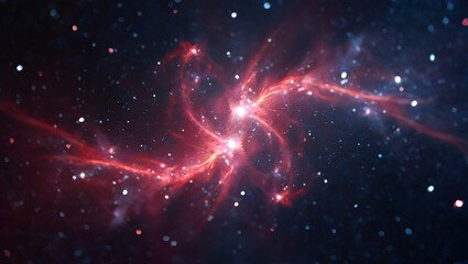 Fototapeta premium Abstract cosmic nebula red and blue space background