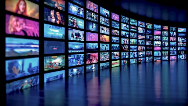 Display of Digital Content: A captivating array of screens displaying diverse digital content. It encapsulates the visual experience of multimedia.