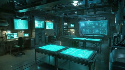 Moonstone research laboratory with holograms