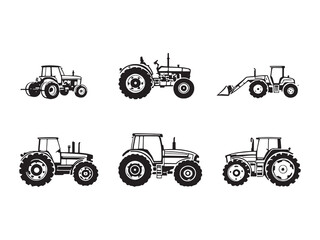 Tractor farm vehicle line art illustration