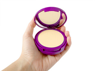 Woman hand holding make-up compact powder