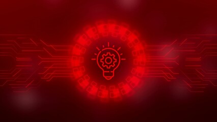 Bulb idea creative innovation and success inspiration hologram symbol appears on a digital background. Network, cyber technology and computer abstract concept.