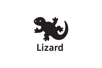 Obraz premium Lizard silhouette on white background.01