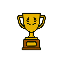 Trophy, elegant cup, best winner, golden award, shiny icon for celebration design, sports victory symbol, achievement badge, business milestone layout, vector illustration