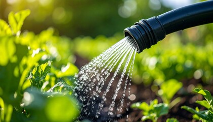 hose pipe watering plants