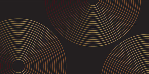 Simple black gold abstract background with circle line motif