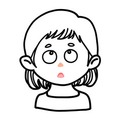 Cute Curious Girl – Line Drawing Illustration