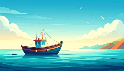 Naklejka premium boat on the sea