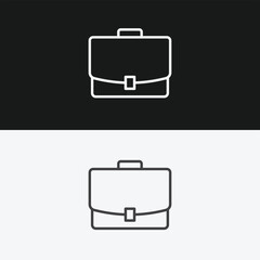 Briefcase or Attache Case on Black and White Backgrounds, Representing Business, Professionalism, or Travel, White Outline Icon