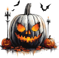 halloween pumpkin with bats