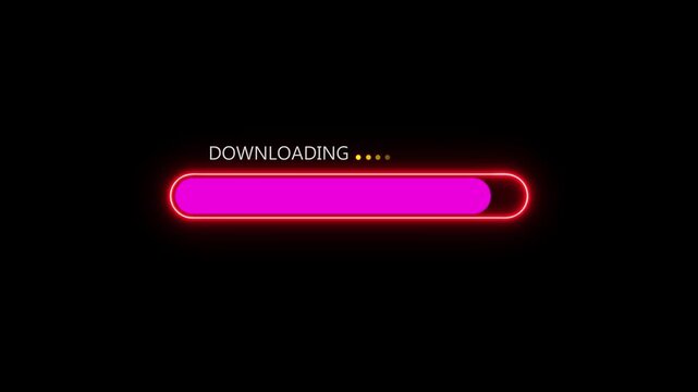Loading Bar Animation On Black Screen. Visualize Progression For File Transfer, Installation And Download.- graphic .loding icon .4k video