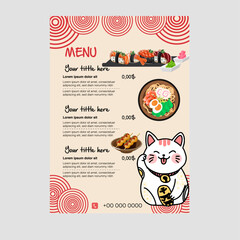 Japanese restaurant menu template design
