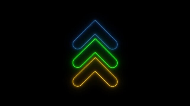 Glowing  neon up arrow icon, up arrow indicates Money, growth business, economy, finance and success concept4k video - Powered by Adobe