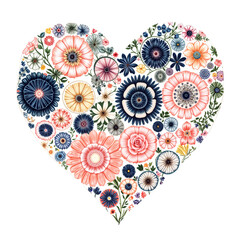 Floral Heart Arrangement of Colorful Blooms