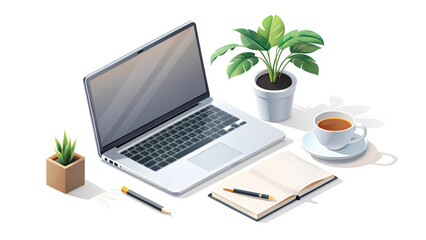 Fototapeta premium Creative Workspace Design with Laptop and Coffee