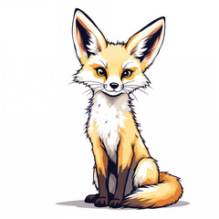 Fennec Fox cartoon vector illustration isolated