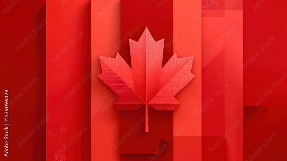 Poster celebrating canada day with a vibrant maple leaf design in subtle gradients generative ai