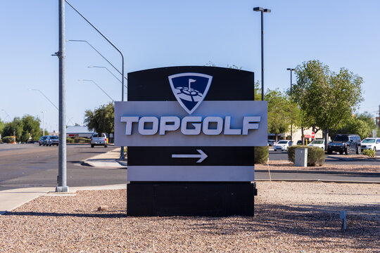 Tucson, Arizona, September 30, 2023 - TopGolf sign for entrance. 