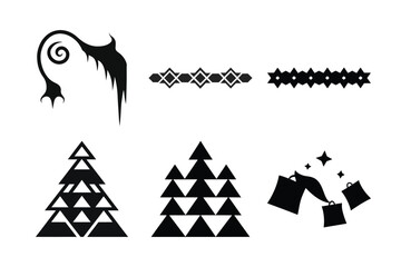 Holiday Silhouette Collection Festive Winter Elements and Graphic Designs for Christmas and New Year Celebrations