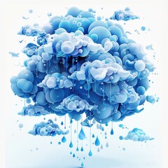Typography-based creative sale design where text elements are shaped like clouds and raindrops, representing monsoon discounts in a modern and visually engaging composition. AI generated illustration.