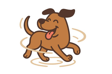 Obraz premium A brown cartoon dog is spinning rapidly in a circle as it chases after its tail with apparent happiness