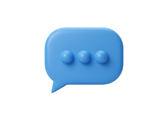A light blue speech bubble, isolated on transparent background, displays three small spheres suggesting an ongoing conversation