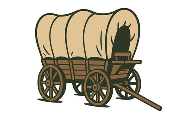 Fototapeta premium A vintage covered wagon represents the pioneering spirit on the Oregon Trail