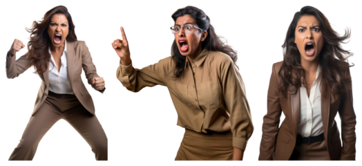 PNG Angry businesswoman expressing frustration, element set on transparent background