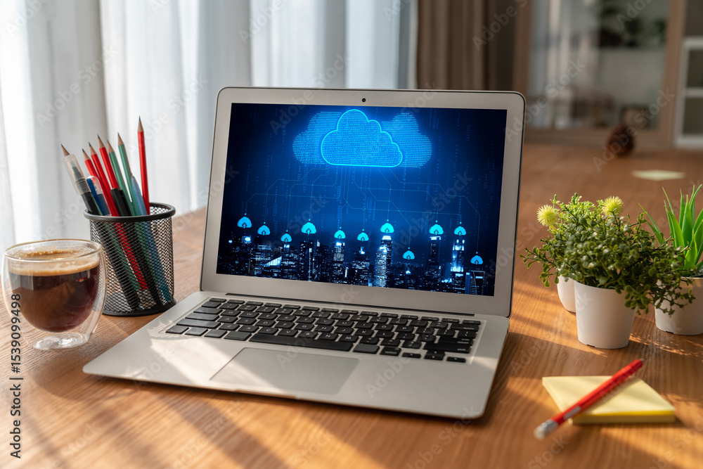 Poster cloud computing software for modish remote work and personal data storage