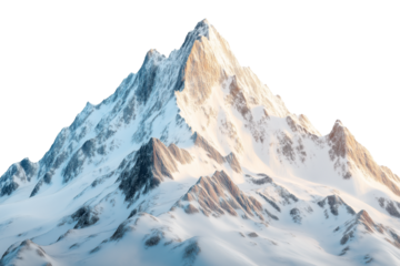 Isolated Snow Mountains with Evening Glow – Transparent Background PNG