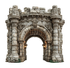 Obraz premium Historic archway structure ancient city 3d model urban environment front architectural cut out png