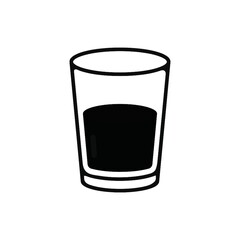 Black and white clip art silhouette of a shot glass filled with liquid. Ideal for bar, drink, and party themes. Perfect for designs needing a minimalist, iconic beverage symbol. © Sableng project