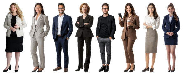 PNG Diverse professional team standing, element set on transparent background