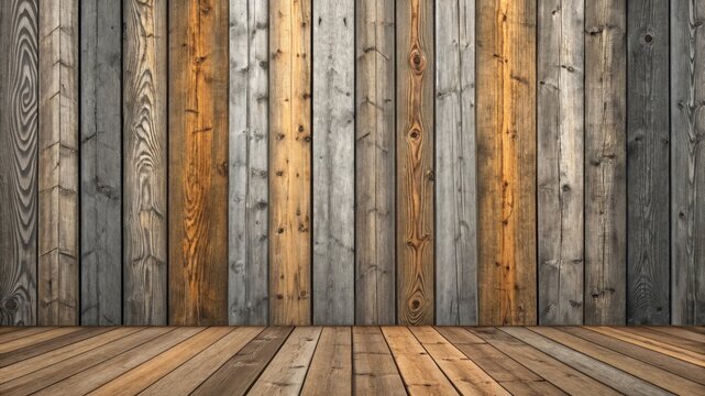 Rustic Barnwood Vertical Planks, Weathered Gray-Brown Texture, Ideal for Vintage Wallpaper