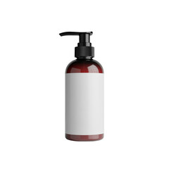 Amber plastic pump bottle mockup isolated on transparent background